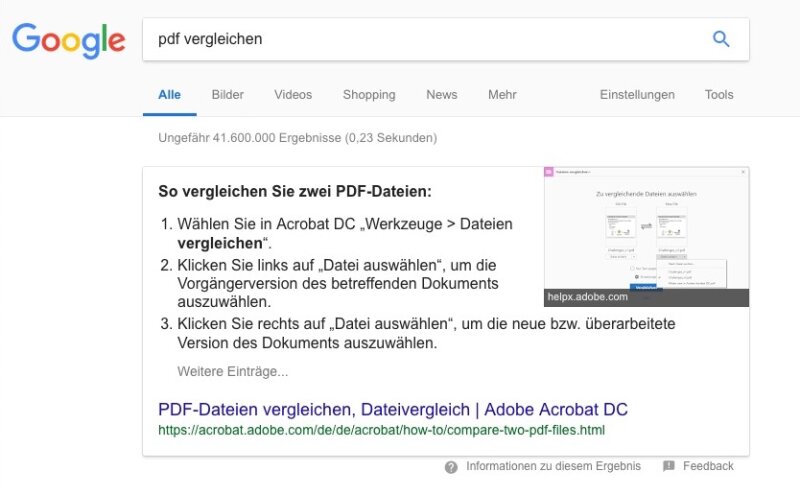 Google's Antwort auf die Frage wie kann ich PDF vergleichen